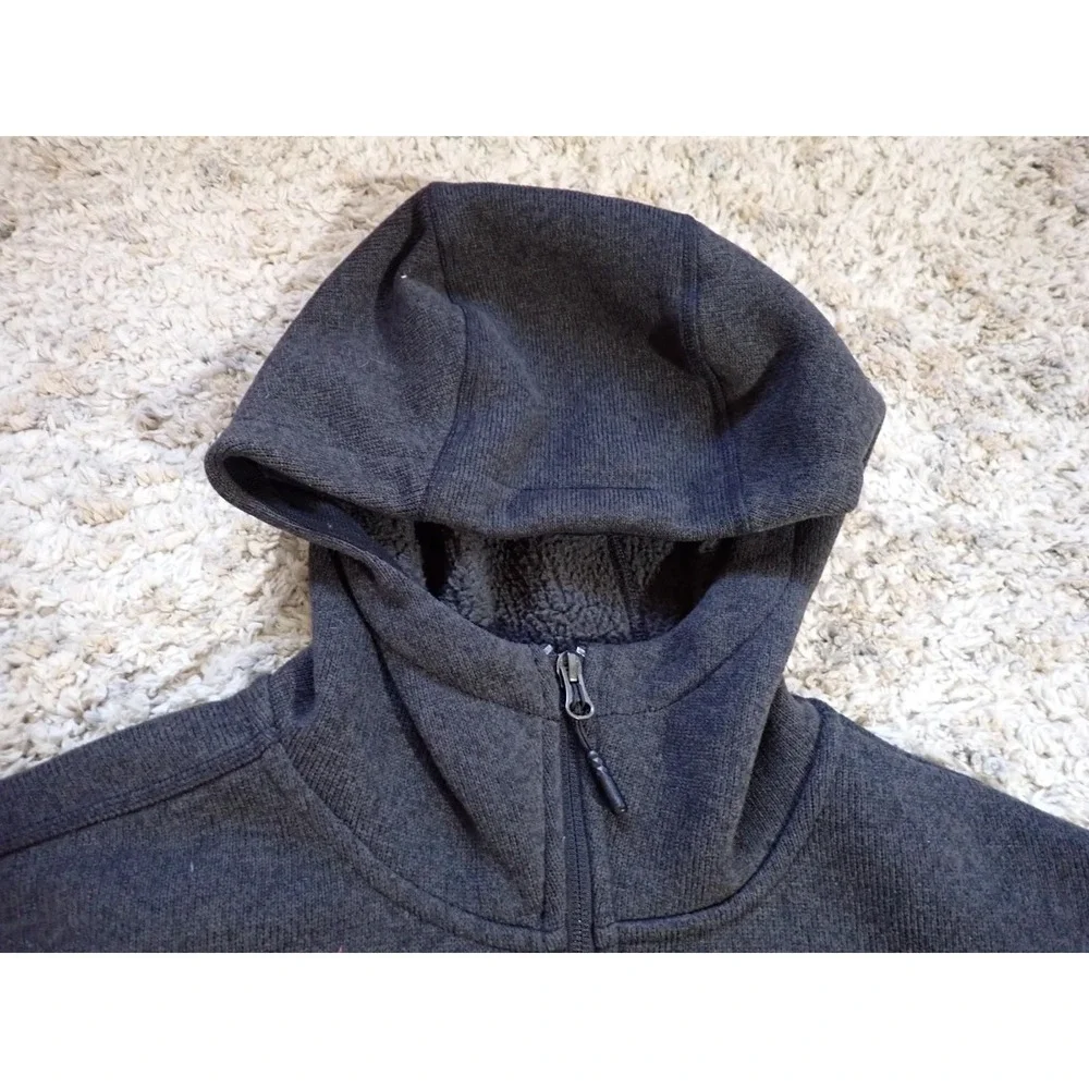 The North Face Fleece Hoodie Mens Large Gray Excellent Full Zip Sherpa Lined
